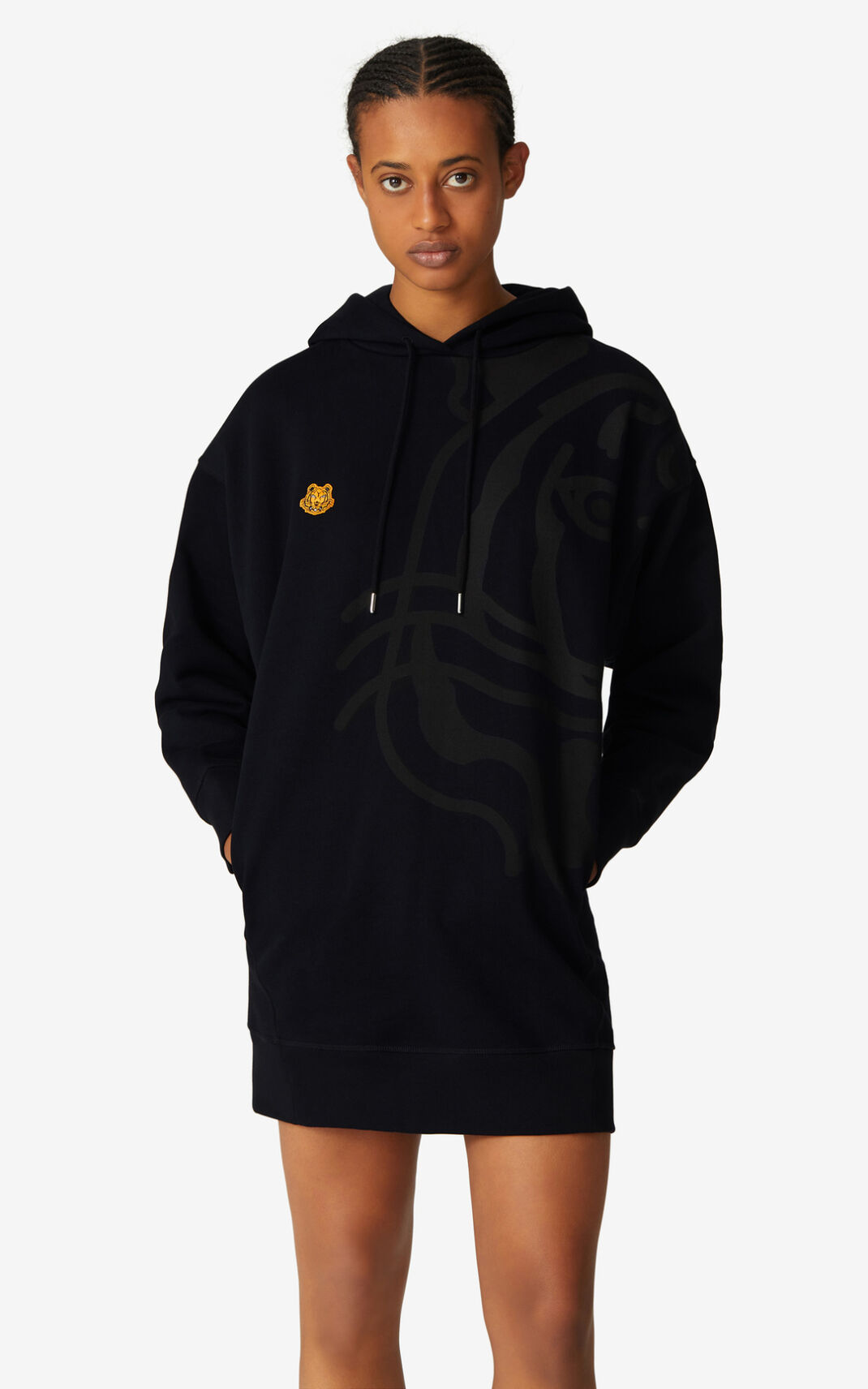 Kenzo K Tiger oversized hooded sweatshirt φορέματα γυναικεια μαυρα | GR673397